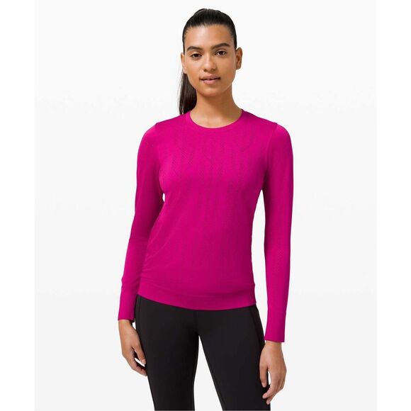 lululemon athletica Tops - Lululemon Swiftly Breathe Long Sleeve *Fetching Lines sz 10